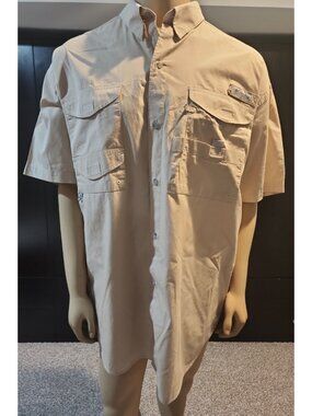 COLUMBIA PFG XXL mens fishing field short sleeve hiking outdoor cotton shirt 2xl